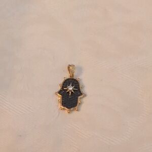Gold and Black Hamsa Pendant